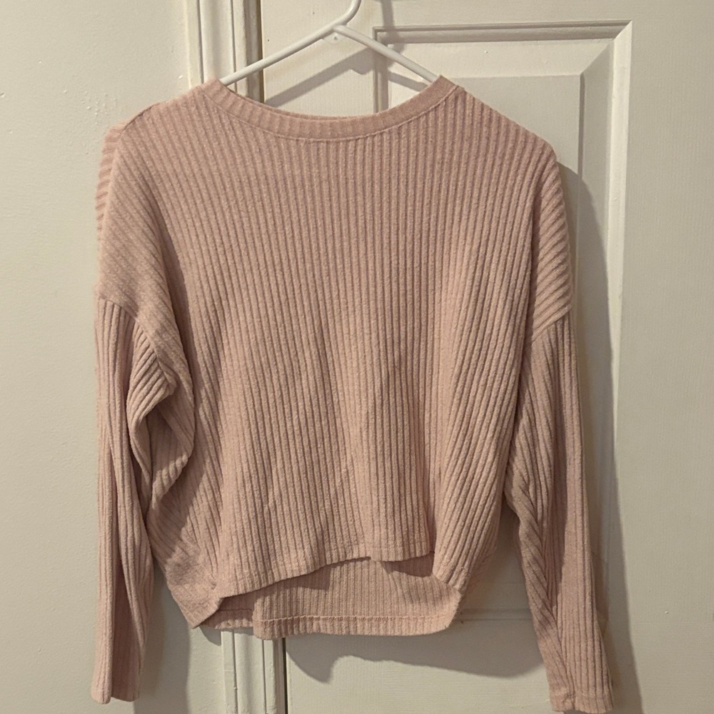 H&M Pink Ribbed Crew Neck Sweater